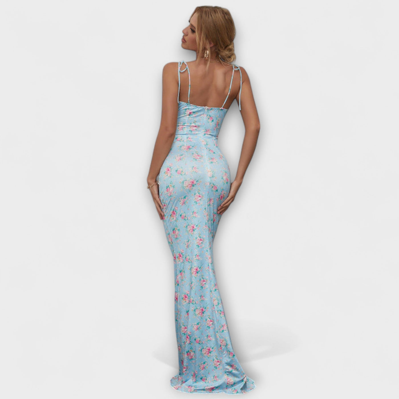 Thalia - Floral Print Prom Dress mit gebundenen Schulterträgern