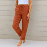 Ellaine | Damen Leinen Stretchhose Elegant Komfort Sommer in Orange