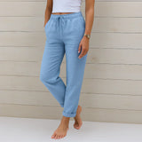 Ellaine | Damen Leinen Stretchhose Elegant Komfort Sommer in Blau