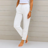 Ellaine | Damen Leinen Stretchhose Elegant Komfort Sommer in Weiß