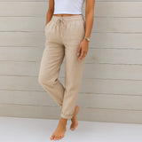 Ellaine | Damen Leinen Stretchhose Elegant Komfort Sommer in Creme