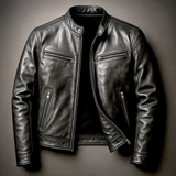 Friedrich | Herren Vintage Biker Jacke aus Kunstleder in Biker Schwarz