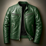 Friedrich | Herren Vintage Biker Jacke aus Kunstleder in Tannengrün