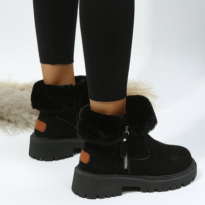 Joanna - Plüsch Winter-Schneestiefel mit Reißverschluss