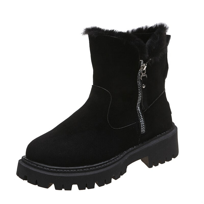 Joanna - Plüsch Winter-Schneestiefel mit Reißverschluss