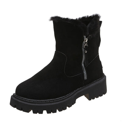 Joanna - Plüsch Winter-Schneestiefel mit Reißverschluss
