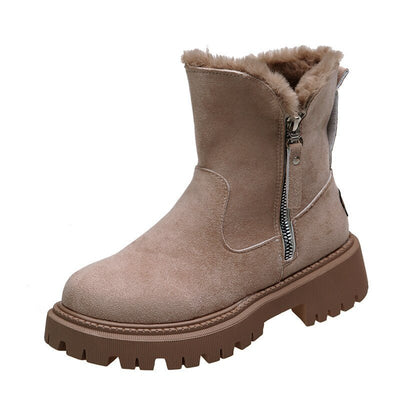 Joanna - Plüsch Winter-Schneestiefel mit Reißverschluss