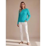 Giada | Damen Strickpullover mit Struktur und Komfort in Blaugrün