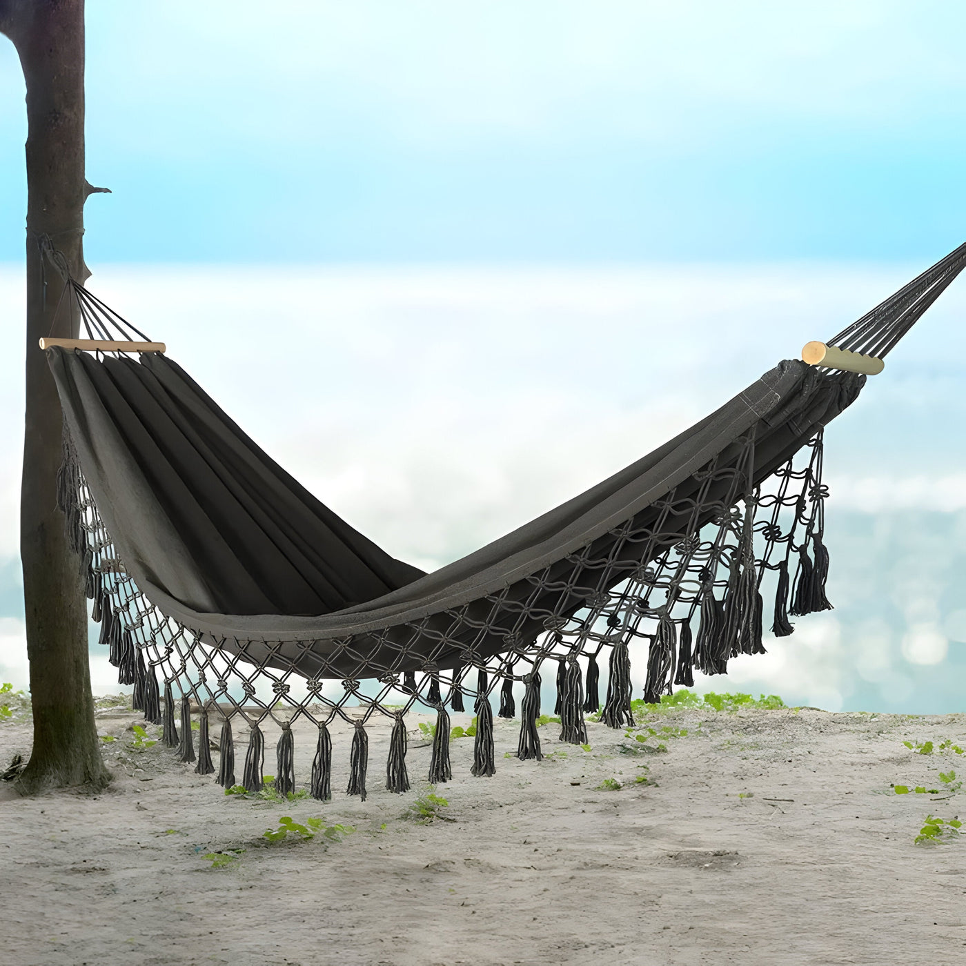 SwiftMesh Hammock - Verdickte Swing-Hängematte mit Holzstäben