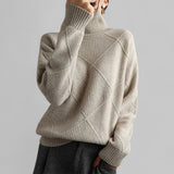 Susanne | Rollkragen Locker Geschnittener Pullover für Damen in Grau