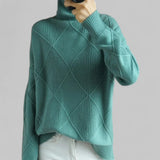 Barbara | Damen Oversized Winterpullover mit Muster und Rollkragen in Türkis