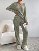 Damen Pullover Set mit weiter Hose Annabelle in Grün