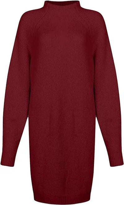 Damen Strickkleid mit Rollkragen und Oversize Passform