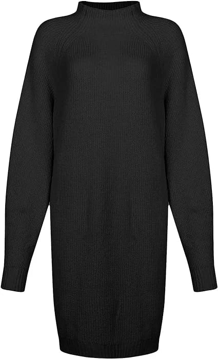 Damen Strickkleid mit Rollkragen und Oversize Passform