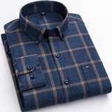 Gunther | Herren Kariertes Langarm Hemd in Marine Blau