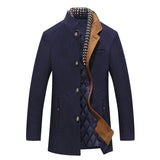 Herren Wintermantel | Elegantes Design | Stehkragen | Warm Gefüttert in Blau