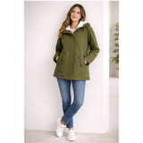 Helena | Damen Lange Wasserdichte Winterjacke mit Kapuze in Grün
