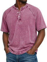 Henley Shirt Herren Kurzarm im Vintage-Look in Rosa