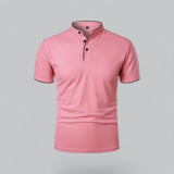 Henley T-Shirt Herren Kurzarm Stehkragen in Rosa