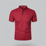 Henley T-Shirt Herren Kurzarm Stehkragen in Rot