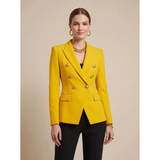 Henriette | Damen Zweireiher Blazer mit goldenen Knöpfen in Gelb