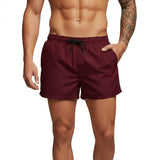 Herren Badeshorts mit elastischem Bund und Kordelzug in Burgunder
