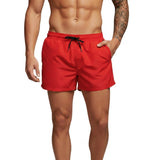 Herren Badeshorts mit elastischem Bund und Kordelzug in Rot