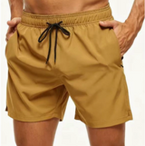 Herren Badeshorts mit elastischem Bund und Kordelzug in Khaki