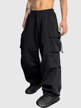 Alexander | Herren Cargo-Hose mit weitem Bein und verstellbaren Kordelzügen in Black