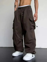 Alexander | Herren Cargo-Hose mit weitem Bein und verstellbaren Kordelzügen in Dark Brown