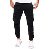 Herren Cargo Hose Slim Fit mit Taschen in Schwarz