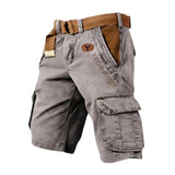 Herren Cargo Shorts mit Gürtel und Yellowstone Logo und Beintaschen in Grau