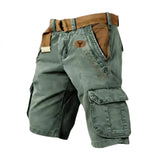 Herren Cargo Shorts mit Gürtel und Yellowstone Logo und Beintaschen in Grün