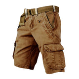 Herren Cargo Shorts mit Gürtel und Yellowstone Logo und Beintaschen in Khaki