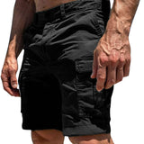 Herren Cargo Shorts mit Knopfverschluss und Seitentaschen in Schwarz