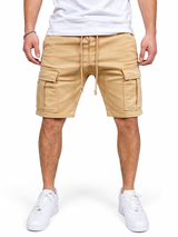 Herren Cargo Shorts mit Kordelzugbund und Pattentaschen in Khaki