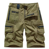Herren Cargo Shorts mit Mehreren Taschen und Reißverschluss in Grün