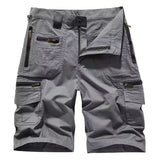 Herren Cargo Shorts mit Mehreren Taschen und Reißverschluss in Grau