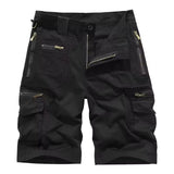 Herren Cargo Shorts mit Mehreren Taschen und Reißverschluss in Schwarz