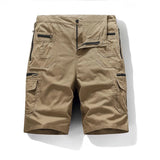 Herren Cargo Shorts mit Mehreren Taschen und Reißverschluss in Khaki
