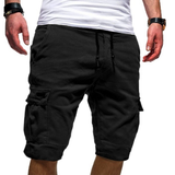 Herren Cargoshorts mit elastischem Bund und Kordelzug in Schwarz