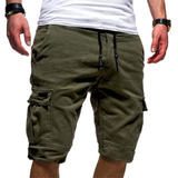 Herren Cargoshorts mit elastischem Bund und Kordelzug in Dunkelgrun