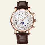 Herren Chronograph Uhr mit Lederarmband Elegant in Braun