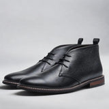 Christian | Herren Chukka Mens Boots Schnürung Knöchelhohe Lederstiefel in Schwarz