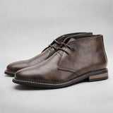Christian | Herren Chukka Mens Boots Schnürung Knöchelhohe Lederstiefel in Dunkelbraun