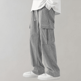 Herren Cord Cargo Hose weit mit Kordelzug in Grau