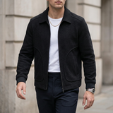Herren Cordjacke mit Reißverschluss und gerippten Bündchen in Schwarz