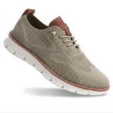 Herren-Freizeitschuhe aus Strick mit profilierter Sohle und Schnürung in Khaki