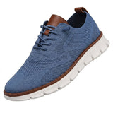 Herren-Freizeitschuhe aus Strick mit profilierter Sohle und Schnürung in Blau