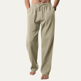 Herren-Hanfhose mit geradem Bein und Kordelzug in Khaki